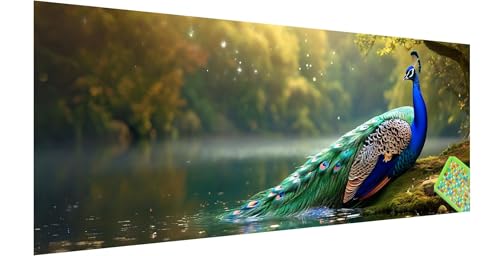 Pfau Diamond Painting Erwachsene Groß XXL 240x80cm, 5D See Diamant Painting Bilder, DIY Diamond Painting Eckige Steine Vollbohrer Diamant Malerei Stickerei Kreuzstich Set Geschenke Home Wand Dekor M-1 von Kinntn