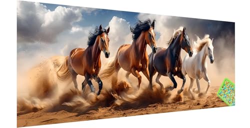 Pferd Diamond Painting Groß 180x60cm, 5D Tier Diamant Painting Bilder Erwachsene Kinder, Diamond Painting Set für Erwachsene und Anfänger, DIY Mosaikherstellung Bastelset für Zimmer Wand Deko, E-1 von Kinntn