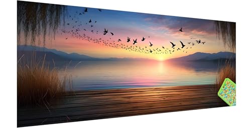 Pier Diamond Painting Erwachsene Groß XXL 150x50cm, 5D See Diamant Painting Bilder, DIY Diamond Painting Eckige Steine Vollbohrer Diamant Malerei Stickerei Kreuzstich Set Geschenke Home Wand Dekor W-8 von Kinntn