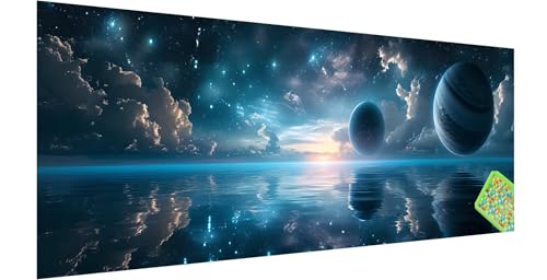 Planet Diamond Painting Erwachsene Groß XXL 210x70cm, 5D Meer Diamant Painting Bilder, DIY Diamond Painting Eckige Steine Vollbohrer Diamant Malerei Stickerei Kreuzstich Set für Home Wand Dekor S-0 von Kinntn