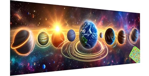 Planet Diamond Painting Erwachsene Groß XXL 300x100cm, 5D Traum Diamant Painting Bilder, DIY Diamond Painting Eckige Steine Vollbohrer Diamant Malerei Stickerei Kreuzstich Set für Home Wand Dekor I-7 von Kinntn