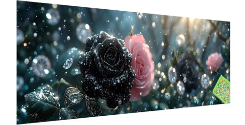 Rose Diamond Painting Erwachsene Groß XXL 120x40cm, 5D Blume Diamant Painting Bilder, DIY Diamond Painting Eckige Steine Vollbohrer Diamant Malerei Stickerei Kreuzstich Set für Home Wand Dekor X-2 von Kinntn