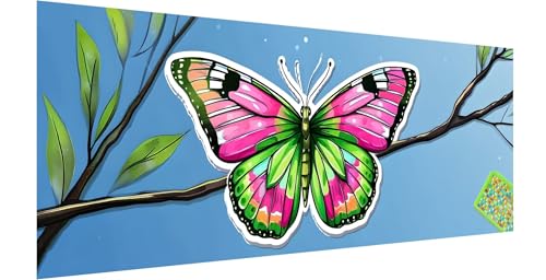 Schmetterling Diamond Painting Erwachsene Groß XXL 210x70cm, 5D Baum Diamant Painting Bilder, DIY Diamond Painting Eckige Steine Vollbohrer Diamant Malerei Stickerei Kreuzstich Set für Wanddeko S-0 von Kinntn