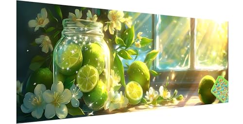 Sommer Diamond Painting Groß 150x50cm, 5D Zitrone Diamant Painting Bilder Erwachsene Kinder, Diamond Painting Set für Erwachsene und Anfänger, DIY Mosaikherstellung Bastelset für Haus Wanddeko, V-5 von Kinntn