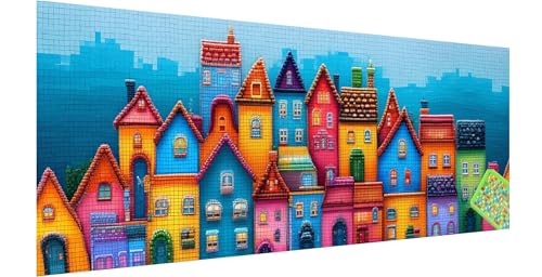 Stadt Diamond Painting Groß 120x40cm, 5D Farbe Diamant Painting Bilder Erwachsene Kinder, Diamond Painting Set für Erwachsene und Anfänger, DIY Mosaikherstellung Bastelset für Haus Wand Deko, F-9 von Kinntn