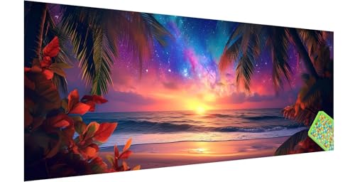 Strand Diamond Painting Erwachsene Groß XXL 180x60cm, 5D Baum Diamant Painting Bilder, DIY Diamond Painting Eckige Steine Vollbohrer Diamant Malerei Stickerei Kreuzstich Set für Home Wand Dekor J-8 von Kinntn