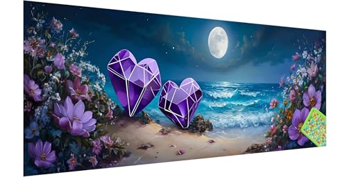 Strand Diamond Painting Groß 300x100cm, 5D Mond Diamant Painting Bilder Erwachsene Kinder, Diamond Painting Set für Erwachsene und Anfänger, DIY Mosaikherstellung Bastelset für Haus Wanddeko, O-9 von Kinntn