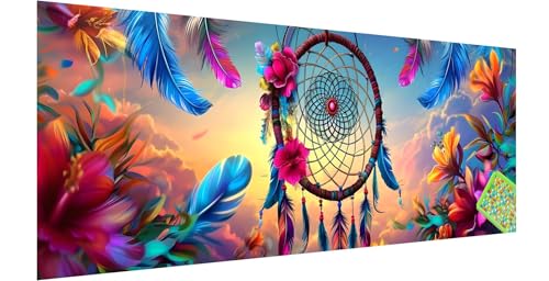 Traumfänger Diamond Painting Erwachsene Groß XXL 150x50cm, 5D Feder Diamant Painting Bilder, DIY Diamond Painting Eckige Steine Vollbohrer Diamant Malerei Stickerei Kreuzstich Set für Wanddeko Y-3 von Kinntn