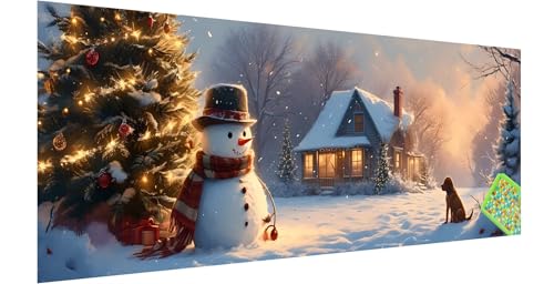 Weihnachten Diamond Painting Erwachsene Groß XXL 300x100cm, 5D Schneemann Diamant Painting Bilder, DIY Diamond Painting Eckige Steine Vollbohrer Diamant Malerei Stickerei Kreuzstich für Wanddeko T-5 von Kinntn