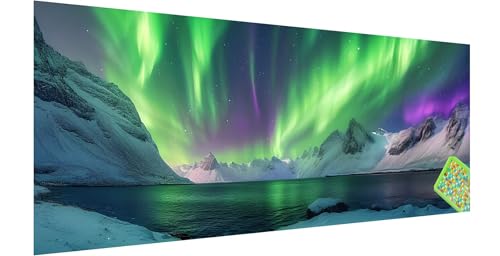 Winter Diamond Painting Groß 180x60cm, 5D Aurora Diamant Painting Bilder Erwachsene Kinder, Diamond Painting Set für Erwachsene und Anfänger, DIY Mosaikherstellung Bastelset für Haus Wanddeko, G-7 von Kinntn