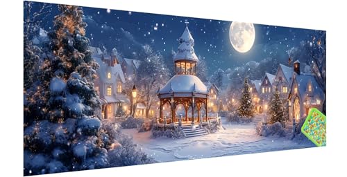 Winter Diamond Painting Groß 180x60cm, 5D Schloss Diamant Painting Bilder Erwachsene Kinder, Diamond Painting Set für Erwachsene und Anfänger, DIY Mosaikherstellung Bastelset für Haus Wanddeko, W-9 von Kinntn