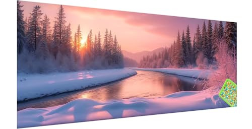 Winter Diamond Painting Groß 180x60cm, 5D Wald Diamant Painting Bilder Erwachsene Kinder, Diamond Painting Set für Erwachsene und Anfänger, DIY Mosaikherstellung Bastelset für Haus Wand Deko, D-7 von Kinntn