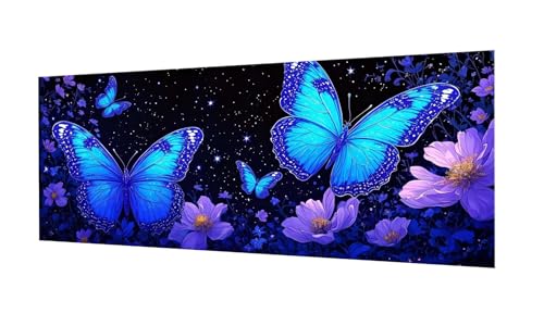 100x250cm Diamond Painting Ewachsene Groß, DIY 5D Diamant Painting Blue Butterfly Bilder Art Bastelset Diamond Painting Kinder Anfänger Stickerei Set, for Home Wall Decor oder Madchen Geschenke F-291 von Kinooge