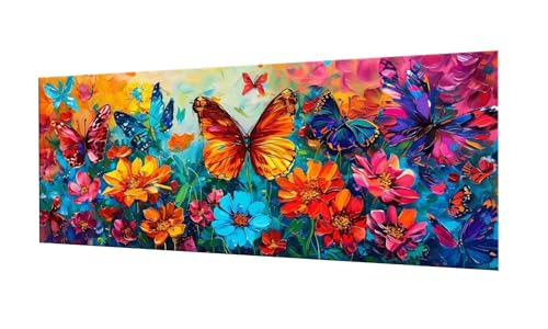 100x250cm Diamond Painting Ewachsene Groß, DIY 5D Diamant Painting Blumen Schmetterlinge Bilder Art Bastelset Diamond Painting Kinder Stickerei Set, for Home Wall Decor, Madchen Geschenke F-240 von Kinooge