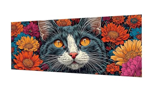 100x250cm Diamond Painting Ewachsene Groß, DIY 5D Diamant Painting Cat Blume Bilder Art Bastelset Diamond Painting Kinder Anfänger Stickerei Set, for Home Wall Decor oder Madchen Geschenke F-317 von Kinooge