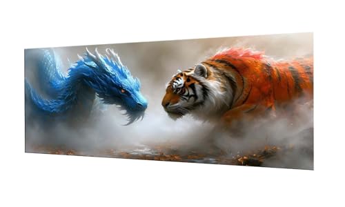 100x250cm Diamond Painting Ewachsene Groß, DIY 5D Diamant Painting Dragon Tiger Bilder Art Bastelset Diamond Painting Kinder Anfänger Stickerei Set, for Home Wall Decor oder Madchen Geschenke F-306 von Kinooge