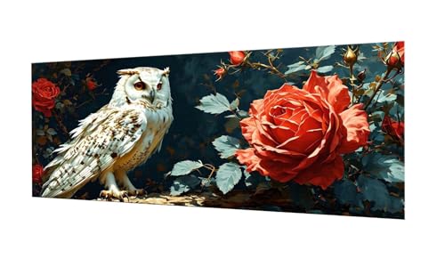 100x250cm Diamond Painting Ewachsene Groß, DIY 5D Diamant Painting Eule Rose Bilder Art Bastelset Diamond Painting Kinder Anfänger Stickerei Set, for Home Wall Decor oder Madchen Geschenke F-321 von Kinooge