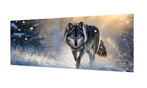 100x250cm Diamond Painting Ewachsene Groß, DIY 5D Diamant Painting Grauer Wolf Bilder Art Bastelset Diamond Painting Kinder Anfänger Stickerei Set, for Home Wall Decor oder Madchen Geschenke F-254 von Kinooge