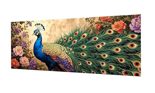 100x250cm Diamond Painting Ewachsene Groß, DIY 5D Diamant Painting Pfau Bilder Art Bastelset Diamond Painting Kinder Anfänger Stickerei Set, for Home Wall Decor oder Madchen Geschenke F-283 von Kinooge