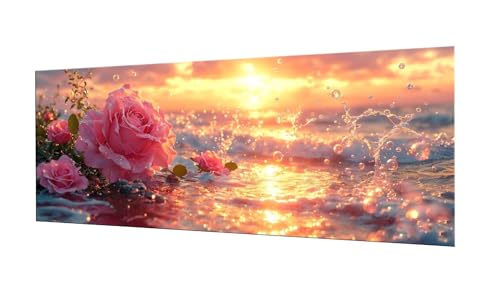 100x250cm Diamond Painting Ewachsene Groß, DIY 5D Diamant Painting Rose Wellen Bilder Art Bastelset Diamond Painting Kinder Anfänger Stickerei Set, for Home Wall Decor oder Madchen Geschenke F-324 von Kinooge