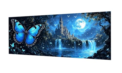 100x250cm Diamond Painting Ewachsene Groß, DIY 5D Diamant Painting Schloss Schmetterling Bilder Art Bastelset Diamond Painting Kinder Anfänger Stickerei Set, for Home Wall Decor, Madchen Geschenke F80 von Kinooge