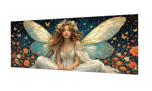 100x250cm Diamond Painting Ewachsene Groß, DIY 5D Diamant Painting Schmetterlingsfee Bilder Art Bastelset Diamond Painting Kinder Anfänger Stickerei Set, for Home Wall Decor, Madchen Geschenke F-209 von Kinooge