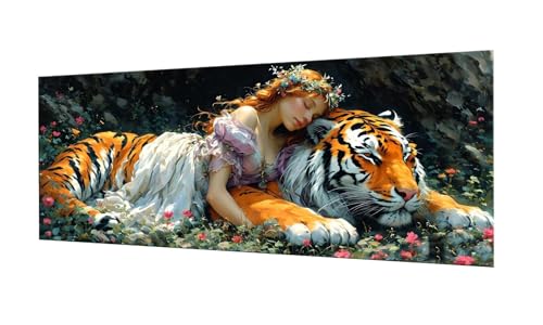 100x250cm Diamond Painting Ewachsene Groß, DIY 5D Diamant Painting Tiger Fee Bilder Art Bastelset Diamond Painting Kinder Anfänger Stickerei Set, for Home Wall Decor oder Madchen Geschenke F-298 von Kinooge