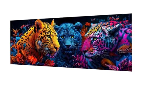 100x250cm Diamond Painting Ewachsene Groß, DIY 5D Diamant Painting Tiger Leopard Bilder Art Bastelset Diamond Painting Kinder Anfänger Stickerei Set, for Home Wall Decor oder Madchen Geschenke F-300 von Kinooge