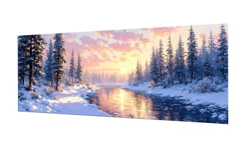 100x250cm Diamond Painting Ewachsene Groß, DIY 5D Diamant Painting Winter Wald Bilder Art Bastelset Diamond Painting Kinder Anfänger Stickerei Set, for Home Wall Decor oder Madchen Geschenke F-100 von Kinooge