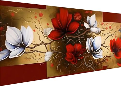 100x50cm Diamond Painting Ewachsene Groß, DIY 5D Diamant Painting Blume Rot Bilder Art Bastelset Diamond Painting Anfänger Stickerei Set, for Home Wall Decor oder Madchen Geschenke G-168 von Kinooge