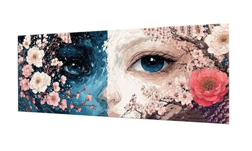 Blumen Augen Diamond Painting Erwachsene Groß XXL 80x200cm, DIY 5D Diamant Painting Bilder kinder Malen Nach Zahlen Set, Diamond Art Full Diamant Malerei Kunst Basteln für Home Wand Dekor F-232 von Kinooge