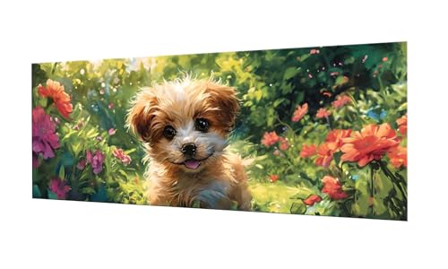 Blumen Hund Diamond Painting Erwachsene Groß XXL 80x200cm, DIY 5D Diamant Painting Bilder kinder Malen Nach Zahlen Set, Diamond Art Full Diamant Malerei Kunst Basteln für Home Wand Dekor F-218 von Kinooge