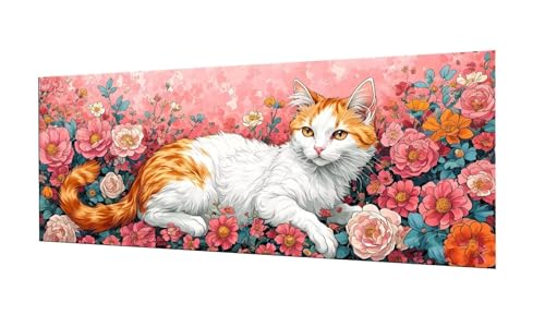 Blumen Kat Diamond Painting Erwachsene Groß XXL 80x200cm, DIY 5D Diamant Painting Bilder kinder Malen Nach Zahlen Set, Diamond Art Full Diamant Malerei Kunst Basteln für Home Wand Dekor F-226 von Kinooge