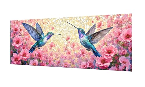 Blumen Kolibri Diamond Painting Erwachsene Groß XXL 80x200cm, DIY 5D Diamant Painting Bilder kinder Malen Nach Zahlen Set, Diamond Art Full Diamant Malerei Kunst Basteln für Home Wand Dekor F-217 von Kinooge