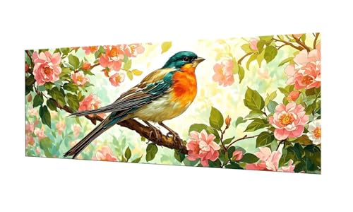 Blumen Vögel Diamond Painting Erwachsene Groß XXL 80x200cm, DIY 5D Diamant Painting Bilder kinder Malen Nach Zahlen Set, Diamond Art Full Diamant Malerei Kunst Basteln für Home Wand Dekor F-227 von Kinooge