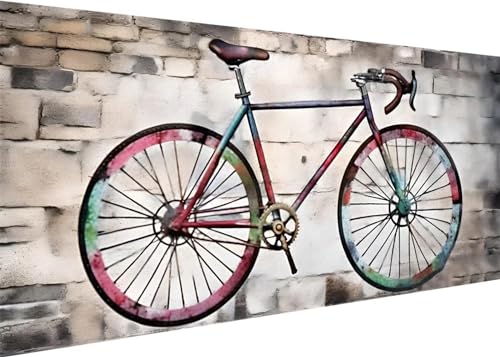 Fahrrad Diamond Painting Erwachsene Groß XXL 120x60cm, DIY 5D Diamant Painting Bilder Malen Nach Zahlen Set, Diamond Art Full Diamant Malerei Kunst Basteln für Home Wand Dekor D-56 von Kinooge