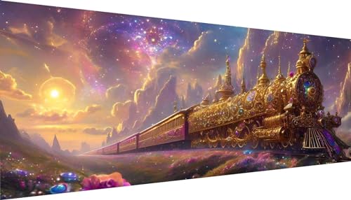 Fantasie Zug Diamond Painting Erwachsene Groß XXL 50x20cm, DIY 5D Diamant Painting Bilder kinder Malen Nach Zahlen Set, Diamond Art Full Diamant Malerei Kunst Basteln für Home Wand Dekor E-269 von Kinooge