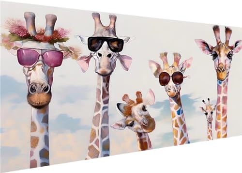 Giraffe Diamond Painting Erwachsene Groß XXL 70x35cm, DIY 5D Diamant Painting Bilder Malen Nach Zahlen Set, Diamond Art Full Diamant Malerei Kunst Basteln für Home Wand Dekor D-211 von Kinooge