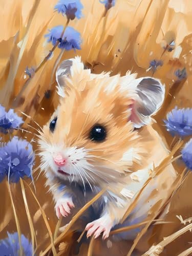 Hamster -Malen nach Zahlen für Erwachsene, DIY digitales Ölgemälde Set auf Leinwand mit Pinseln und Acrylpigment, Teenager Geschenkideen Artwork für Heimdekoration, 30x40cm (ohne Rahmen) H-21 von Kinooge