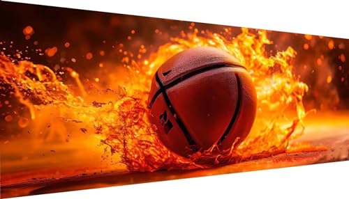 Kinooge Diamant Painting Bilder, DIY 5D Diamond Painting Erwachsene Groß Stickerei Malen Nach Zahlen Kit Full Gem Art Painting Kunsthandwerk Deko Diamant Malerei (Flamme Basketball 100x40cm) Y-220 von Kinooge