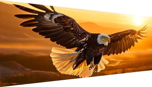 Kinooge Tier Adler Diamond Painting Erwachsene Groß XXL 225x90cm, DIY 5D Diamant Painting Bilder kinder Malen Nach Zahlen Set, Diamond Art Full Diamant Malerei Kunst Basteln für Home Wand Dekor E-130 von Kinooge