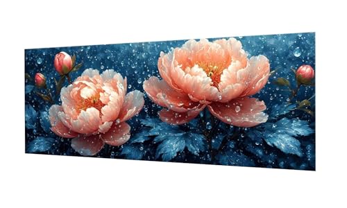 Pfingstrose Blume Diamond Painting Erwachsene Groß XXL 80x200cm, DIY 5D Diamant Painting Bilder kinder Malen Nach Zahlen Set, Diamond Art Full Diamant Malerei Kunst Basteln für Home Wand Dekor F-358 von Kinooge