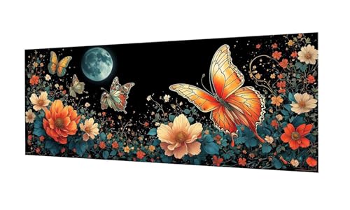 Schmetterling Blume Diamond Painting Erwachsene Groß XXL 80x200cm, DIY 5D Diamant Painting Bilder kinder Malen Nach Zahlen Set, Diamond Art Full Diamant Malerei Kunst Basteln für Home Wand Dekor F-201 von Kinooge