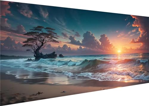 Strand Sonnenuntergang Diamond Painting Erwachsene Groß XXL 120x60cm, DIY 5D Diamant Painting Bilder Malen Nach Zahlen Set, Diamond Art Full Diamant Malerei Kunst für Home Wand Dekor D-50 von Kinooge