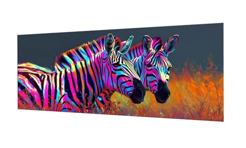 Tier Zebra Diamond Painting Erwachsene Groß XXL 50x125cm, DIY 5D Diamant Painting Bilder kinder Malen Nach Zahlen Set, Diamond Art Full Diamant Malerei Kunst Basteln für Home Wand Dekor F-116 von Kinooge