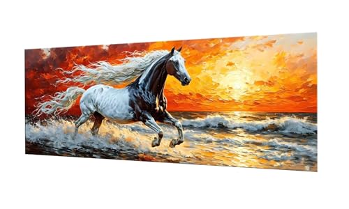 Tiere Pferde Diamond Painting Erwachsene Groß XXL 80x200cm, DIY 5D Diamant Painting Bilder kinder Malen Nach Zahlen Set, Diamond Art Full Diamant Malerei Kunst Basteln für Home Wand Dekor F-110 von Kinooge