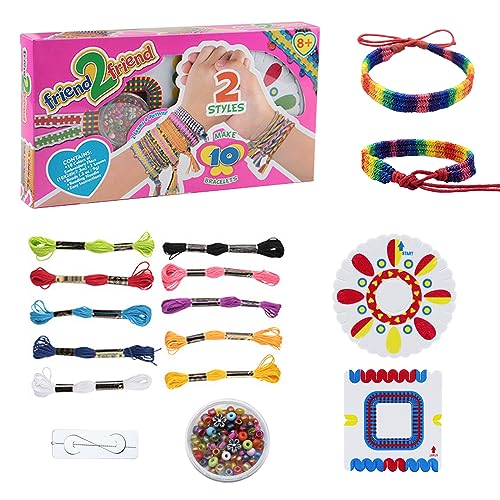 Kinretixia® Gewebtes Armband Schmuckset Bastelset für Kinder ab - Freundschaftsbänder mit Perlen, Kordeln und Gewebtem Brett DIY Kindergeschenk, Baumwollgarn von Kinretixia