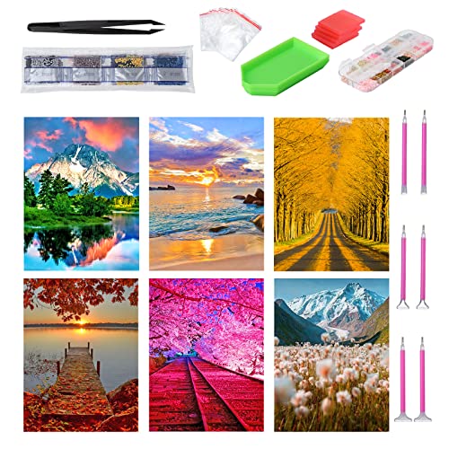 Kinsinder 6 Stück 5D Diamond Painting Set, DIY Diamond Painting Erwachsene, Diamant Painting Bilder Full Drill für Home Wand Decor 30x40cm (Gletscher) von Kinsinder