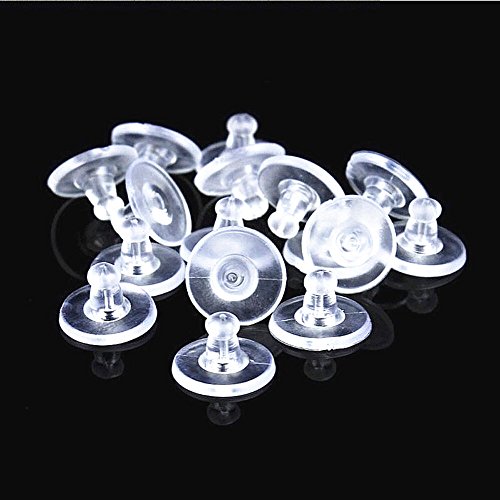 kinteshun Silikon Gummi Ohrstecker Ohrring Rücken, weich klar Sicherheit rund Disc Ohrmuttern für DIY Schmuck-Herstellung (100 Stück) Round Disc (100pcs) von Kinteshun