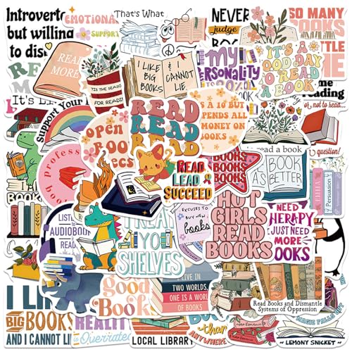 Kinwodon 100 Stück Lesen Vintage Sticker Set Sticker Aesthetic Wasserdichte Vinyl Aufkleber Selbst Gestalten Inspirierende Reading Stickers für Studenten Lehrer Scrapbook Laptop Tagebuch von Kinwodon